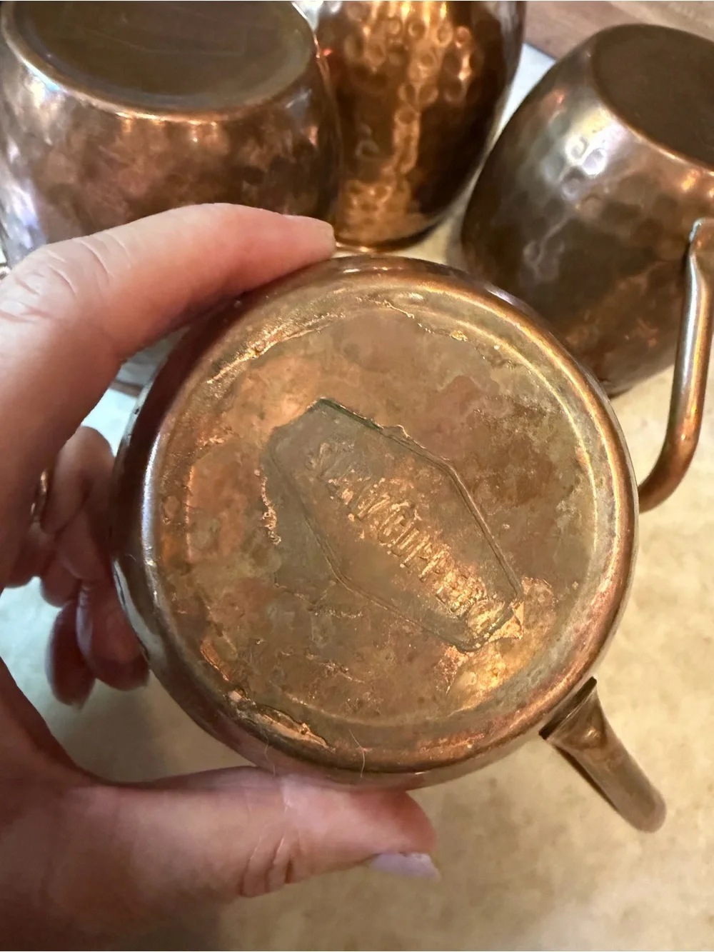 Hammered solid Copper mule mugs x4